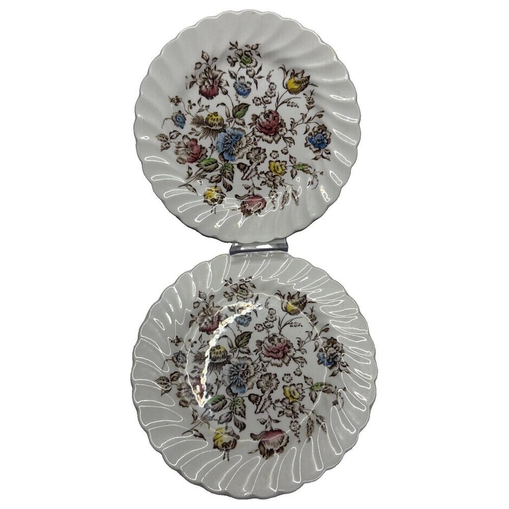 Staffordshire Bouquet 2 Dessert Plates Johnson Brothers Stoke On Trent England